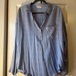 Lush Blue-Grid Blouse | Size XL